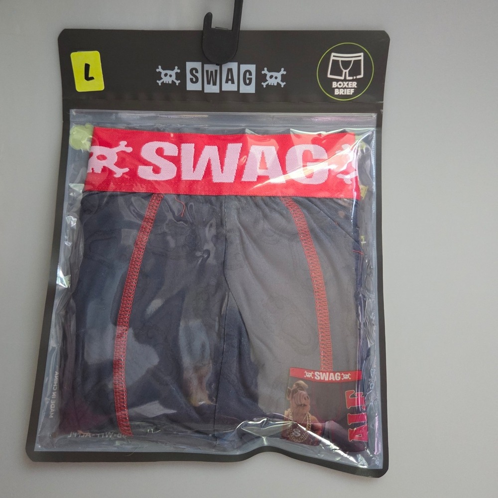 SWAG Boxers Mens ALF Graphic Print Boxer Briefs Red Black‎ Size Large NIP